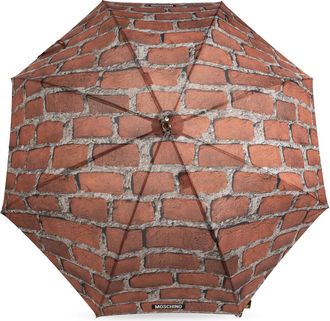 Moschino Parasol With Print, Unisex, Brown