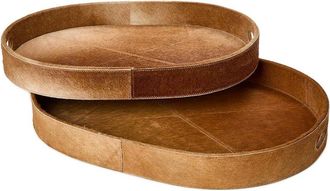 Two's Company Set Of 2 Cowhide Trays