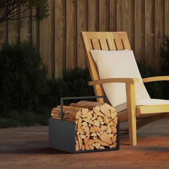 vidaXL Le&ntilde;ero Negro 40x40x40 Cm Acero Laminado En Fr&iacute;o Vidaxl