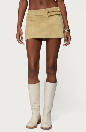 Edikted Roney Studded Faux Suede Miniskort in Tan at Nordstrom, Size X-Small