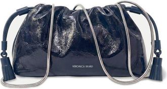 Veronica Beard Crinkle Leather Small Stash Bag in Navy at Nordstrom