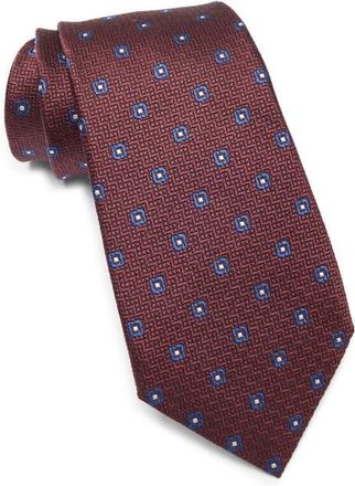 Ermenegildo Zegna Geometric Silk Tie in Dark Red Fan at Nordstrom