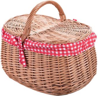 OEM Cesta De Picnic De Mimbre Para Equipaje De Coche Con Ribete Est&aacute;ndar, K51 Blanco Con Flores