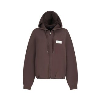 Jacquemus Le Hoodie Montaigne - Dames - Vesten met rits - Bruin - M - Katoen - Hoodies & sweatvesten
