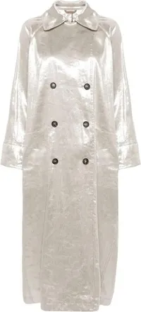 Brunello Cucinelli Light Silver Long Coat, Brand Size 44 (US Size 10)