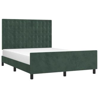 vidaXL Vidaxl - Estructura Cama Sin Colch&oacute;n Terciopelo Verde Oscuro 140x200 Cm