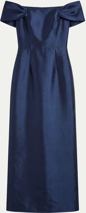 Coast Honoured Twill Bardot Maxi Dress in Navy at Nordstrom, Size 12