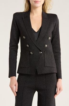 L'agence Kenzie Metallic Double Breasted Knit Blazer in Black/gunmetal Lurex at Nordstrom Rack, Size Small