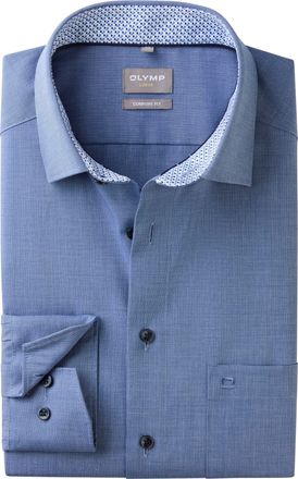 Olymp Businesshemd OLYMP, Herren, Gr. 39, N-Gr, blau (nachtblau), Obermaterial: 100% Baumwolle, unifarben, comfort fit h&uuml;ftlang, 1-Knopf-Manschette verstell