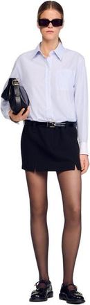 Sandro Short dress with dual materials in Black at Nordstrom, Size 34 Eu