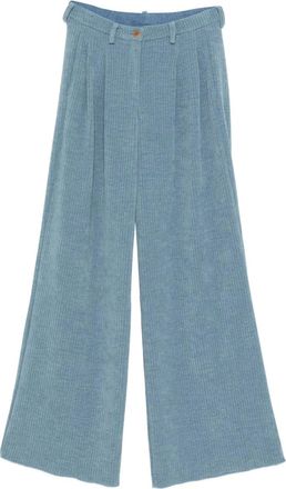 JEJIA Katherine ribfluwelen plooibroek - Blauw