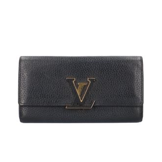 Louis Vuitton Black Fuchsia Pink Leather Long Wallet (Bi-Fold) (Pre-Owned)