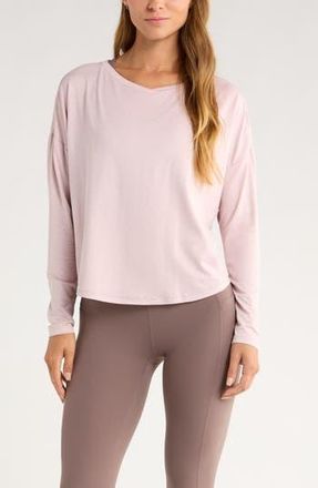 Zella Restore Soft Long Sleeve Relaxed T-Shirt in Purple Lilac at Nordstrom Rack, Size Small