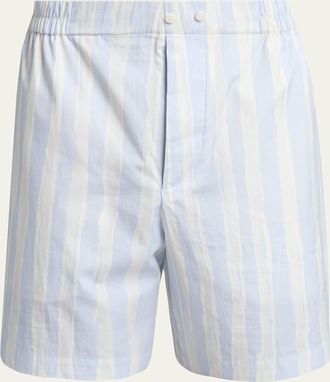 Jacquemus Mens Cotton Stripe Relaxed Flat-Front Shorts