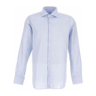 Bagutta Camicia - Heren - Zakelijke Overhemden - Blauw - 3XL - Leer - Overhemden