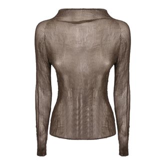 Issey Miyake Blouses, female, Brown, Size: M Chiffon Twist 1
