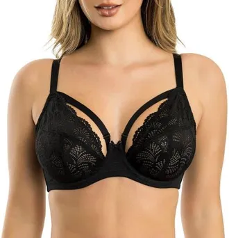 Affinitas Olivia Lace Unlined Bra in Black at Nordstrom, Size 38Ddd