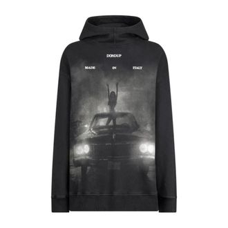 Dondup Hoodies, female, Black, Size: L Oversized Hooded Sweatshirt