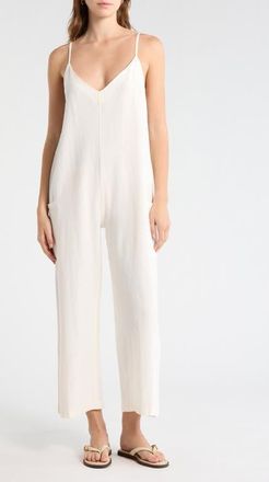 Billabong Day to Day Cotton & Linen Blend Romper in Salt Crystal at Nordstrom, Size X-Large