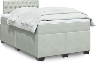 vidaXL Vidaxl - Cama Box Spring Con Colch&oacute;n Terciopelo Gris Claro 120x200 Cm