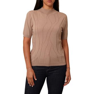 Cyrus Intarsia Short Sleeve Sweater in Warm Taupe at Nordstrom Rack, Size X-Small