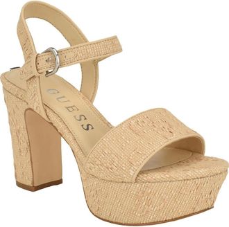 Guess Haldem Sandals Womens Light Natural Platform Block Heel HTAT1060