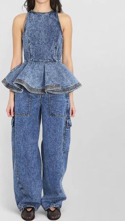 Alaia denim peplum top