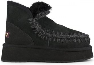 Mou Mini Eskimo Platform Boot In Black Suede