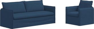 vidaXL Juego De Sof&aacute; 2 Uds. Azul Tela Vidaxl