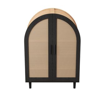 Urban Meuble Zapatero retro de madera con puertas arqueadas y 4 estantes