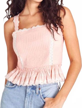 LoveShackFancy Skipper Bustier Top In Pink