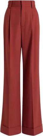 Alberta Ferretti Tropical Wool Broeken - Dames - Wijde Broeken - Rood - XL - Wol - Broeken