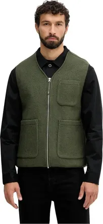 Benetton Gilet in Wolmix - Heren - Jassen - Groen - Maat: S Wol