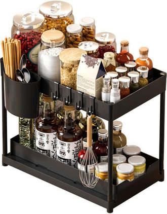OEM Organisateur Sous Evier - 2 Niveaux - 39 X 22,5 X 31,5 Cm - Plastique Noir - 1 Piece