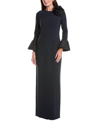Teri Jon by Rickie Freeman Teri Jon By Rickie Freeman Crepe Taffeta Flounce Cuff Gown