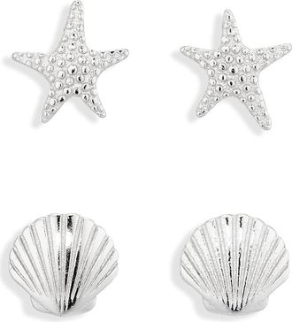 Argento Vivo Sea Life Set of 2 Stud Earrings in Silver at Nordstrom Rack