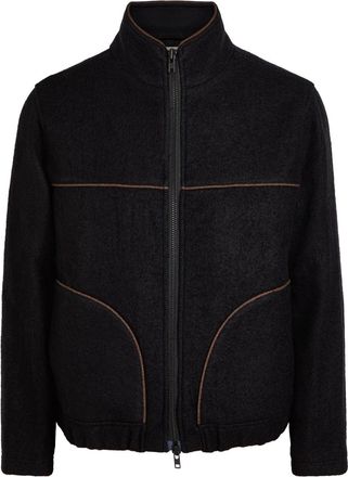 Oliver Spencer Bembridge Pipe-trimmed Cotton and Wool-blend Jacket - Black - M