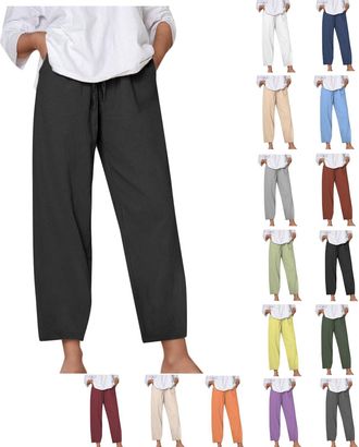Generic Wide Leg Joggers for Ladies 2026 Trendy Solid Color Lightweight Sweatpants Casual Trousers with Pockets Elasticated Waist Tracksuit Bottoms Pants for 