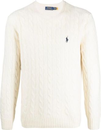 Ralph Lauren Cable-knit Embroidered-logo Sweater