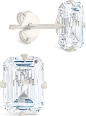 Sterling Forever Emerald-Cut Cubic Zirconia Stud Earrings in Silver at Nordstrom