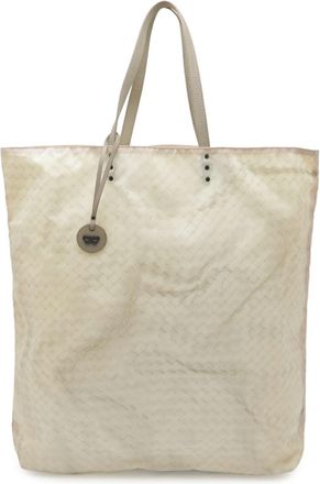 Bottega Veneta Intrecciolusion Beige Cream Sand Nylon Leather Shoulder Bag Tote Bag (Pre-Owned)
