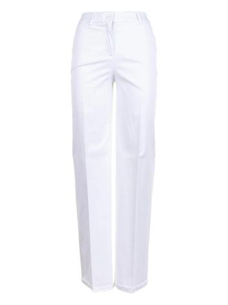 Via Masini 80 frayed-hem trousers - women - Cotton/Modacrylic/Elastane - 40 - White