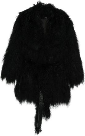 Numerootto belted single-breasted coat - Black