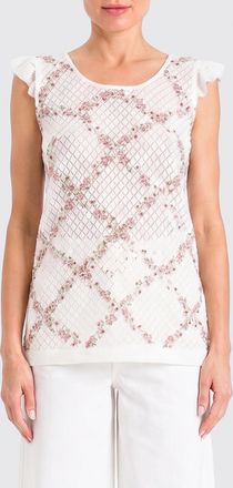 Twinset Floral Print Slim Fit Cotton Knit Sleeveless Top