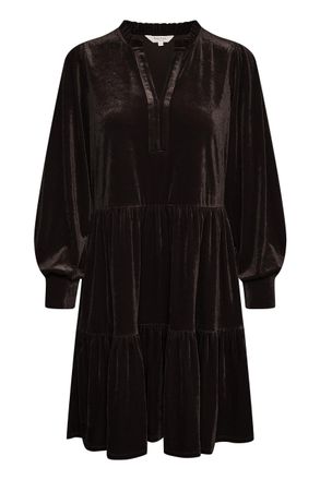 Part Two Womens Dress Velvet Above Knee Length Long Sleeves V-Notch Neck, Mole, 8