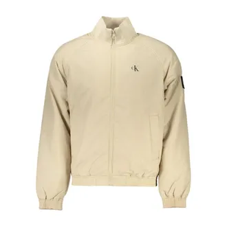 Calvin Klein Light Jackets, male, Beige, Size: 2XL Printed Nylon/Polyester Jacket with Logo