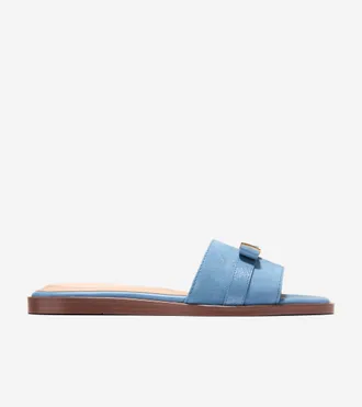 Cole Haan Womens Go-To Emalia Bow Slide Sandals - Medium Blue Size 10.5