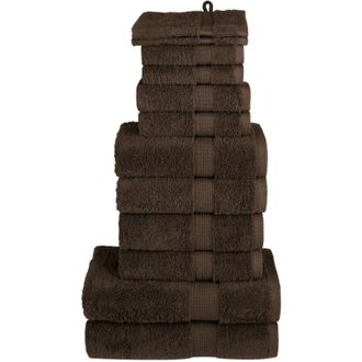 vidaXL Juego De Toallas Premium Solund 12 Unidades Marr&oacute;n 600 Gsm Vidaxl