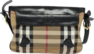 Burberry Nova Check Beige Canvas Shoulder Bag (Pre-Owned)