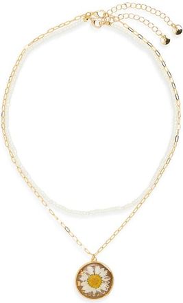 BP. Layered Floral Pendant Necklace in Gold at Nordstrom